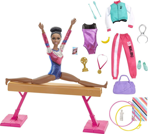 Barbie Juego De Gimnasia Con Muñeca Y Más De 15 Accesorios