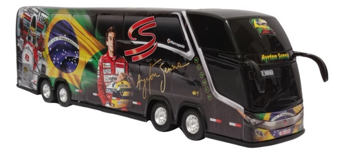 Carrinho Ônibus Em Miniatura Ayrton Senna 2 Andares 30cm Pre