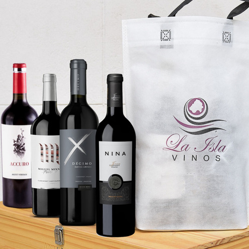 Imagen 2 de 10 de Vinos Caja Degustación Tintos Boutique 4 Botellas --