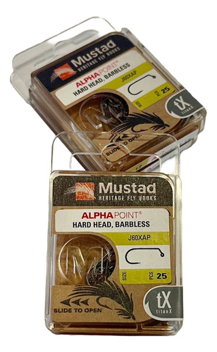 Anzuelos Mustad Heritage J60x S/rebaba Fly Moscas Jig  X 25u