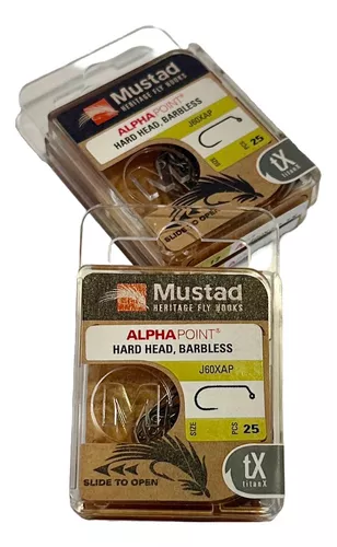 Anzuelos Mustad Heritage J60x S/rebaba Fly Moscas Jig X 25u