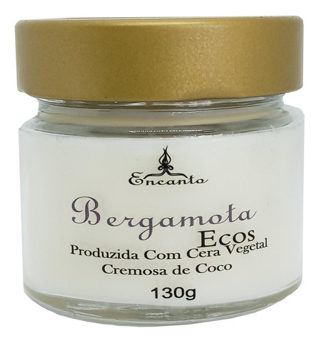 Vela Aromática Cera Coco Bergamota Artesanal Perfumada 130gr