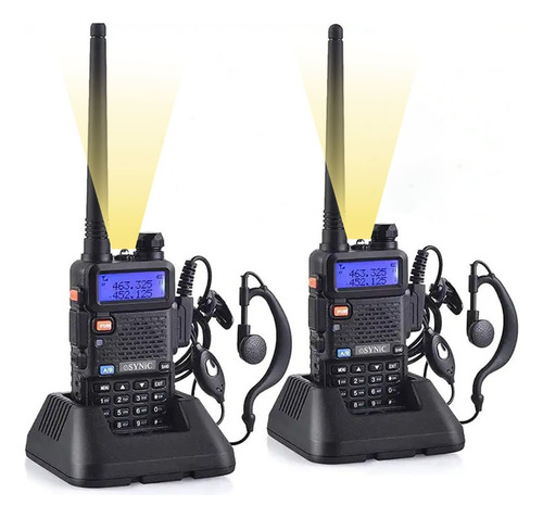 2 rádios walkie talkie Baofeng UV5r UHF/VHF 128 canais, 8 km, bandas de frequência 25 | 12,5 kHz, cor preta