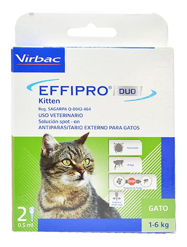 Imagen 1 de 1 de Effipro Duo Kitten Cachorro 1-6 Kg 2 Pipetas