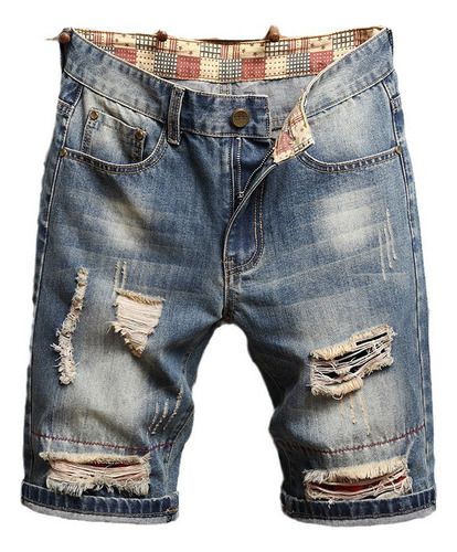 Shorts Jeans Masculino Calça Rasgada