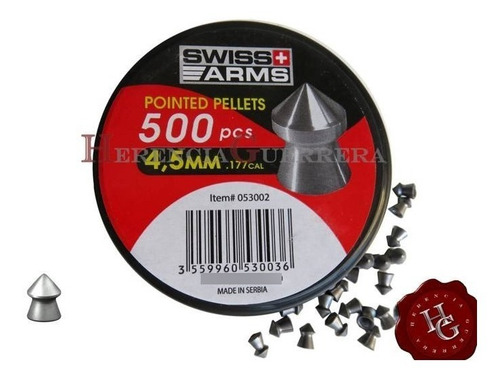Imagen 4 de 7 de Balines Swiss Arms Pointed 4.5mm X500 7.56 Grain