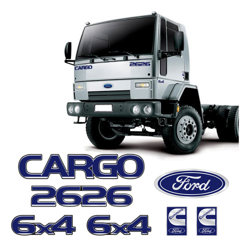 Kit Adesivos Cargo 2626 Cummins 6x4 Emblemas Caminhão Ford