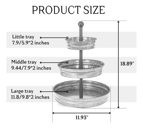 3 Niveles Siring Galvanized Metal Cocina Cansada Stand De De