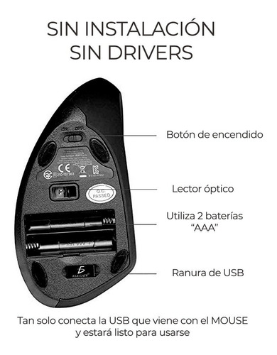 Mouse Vertical Inalámbrico Ratón Computadora