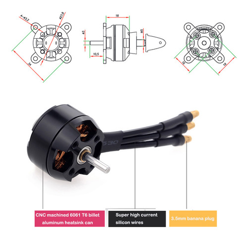 Motor 2204 1200kv Supera 14 Pólos De Alto Desempenho 1400kv