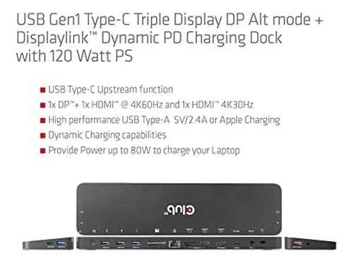 Usb Gen1 Type-c Triple Display Dp Alt Mode Displaylink Dynam