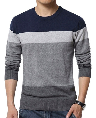 Chic Men's Color Block O-neck Blouse