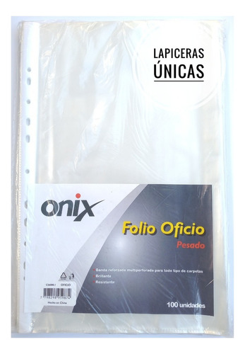 Folios Transparentes Cristal Onix Pesados Oficio X 100 Unid