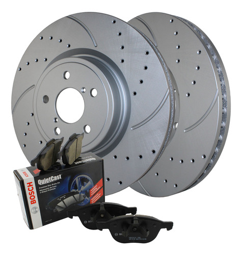 Front Brake Kit 316mm Drilled Rotors And Bosch Semi-met  Lld