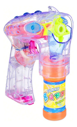 2 Pistola Burbujas Electrica Con Luz Sonido Incluye Baterias Color Transparente