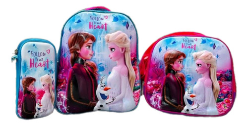 Kit Morral Pequeño Frozen + Lochera + Cartuchera