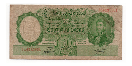 Billete Argentina 50 Pesos Moneda Nacional Bottero 1989