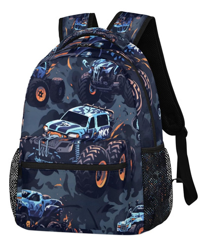 Mochila Infantil Monster Truck Para Mochila Escolar, Color-0