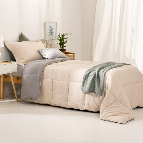 Plumón Quilt De 1.5 Plaza Arredo Reversible Colores Lisos Cl