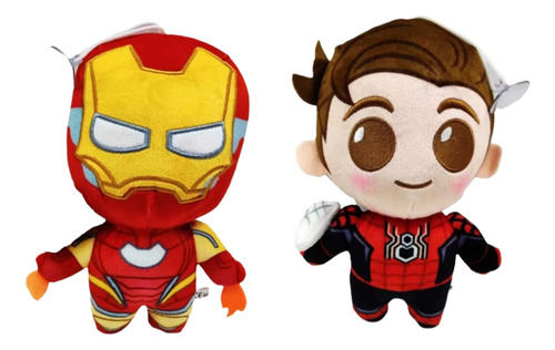 Pack De 2 Peluches Iron Man Y Spider-man Rojo