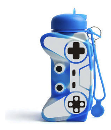 Botella Plegable Gamepad Control Videojuego Deportiva Niños Color Azul