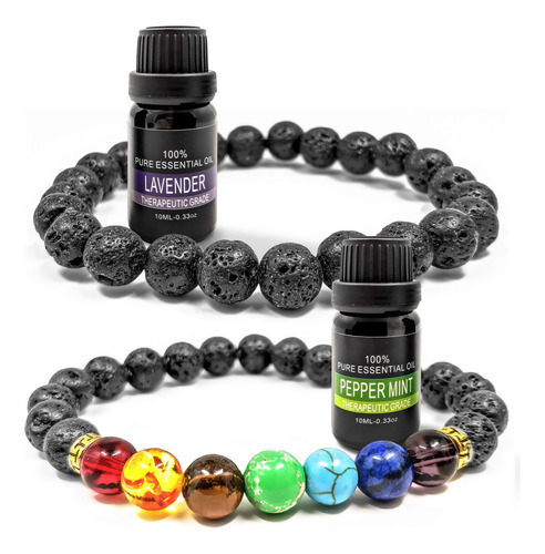 Difusor De Aromaterapia Con Piedra De Lava Y Chakras, Pulser