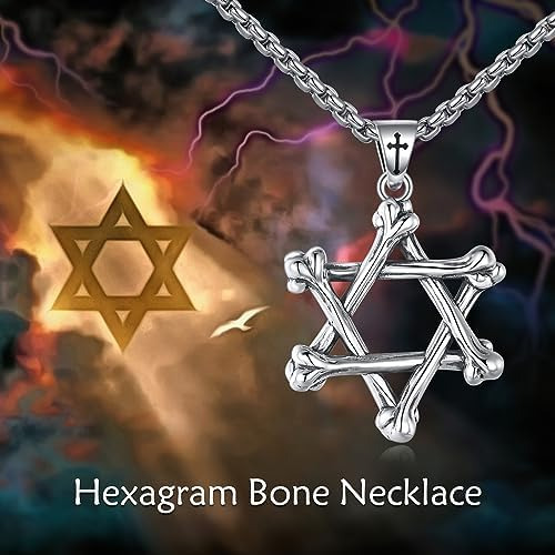 Kqf Collar De Estrella De David S925 De Plata De Ley Con Hex