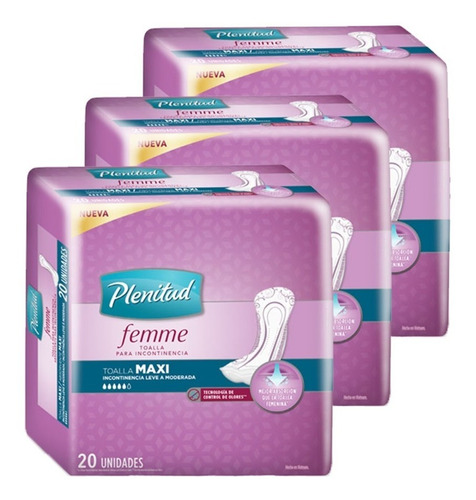 Plenitud Toalla Maxi Femme X 20 Unidades Pack X 3