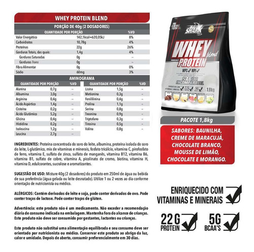 Whey Protein Blend 900g Refil - Shark Pro Mousse De Limão