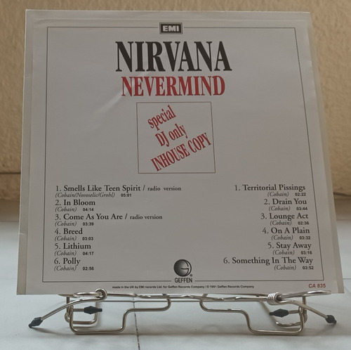 Nirvana Nevermind Special Dj Only Inhouse Copy Vinilo Lp Uk