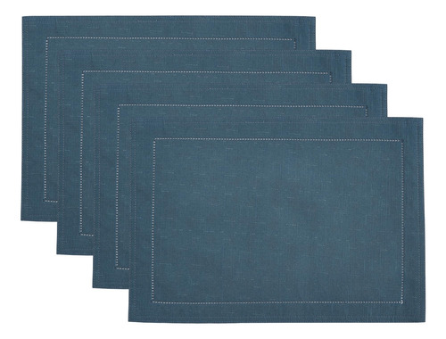 Juego De 4 Manteles Individuales Azul Oscuro 33 X 48 Cm