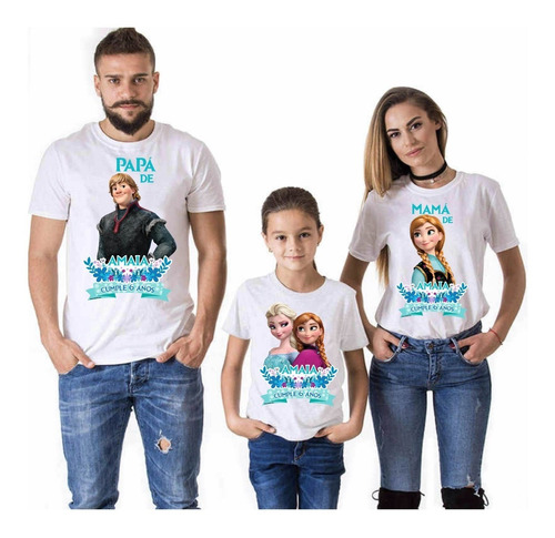 3 Poleras Personalizadas Niños Cumpleaños Frozen Elsa Ana