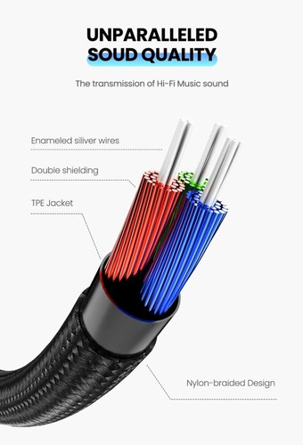 Imagen 3 de 5 de Cable Auxiliar Audio 3,5 Mm / 1 Metro / Elough