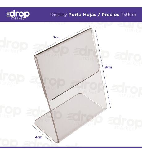 Imagen 2 de 10 de Porta Precios Nombre Acrílico Menú Mesa Escritorio 7x9 X50u