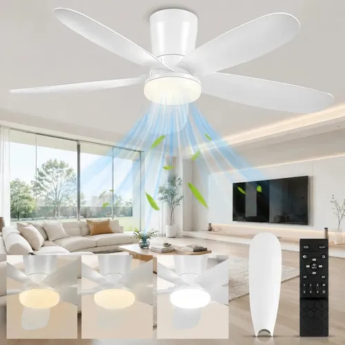 XFYDF Ventilador de Teto com Controle, 42" e Luz LED para Ambientes Internos.Bra