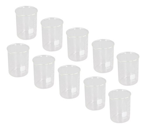 10 Vasos Científicos De Vidrio, 250 Ml, Gran Capacidad, Tran