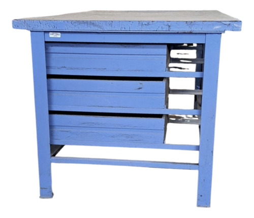 Mesa De Trabajo Ideal Industria Herrero Hierro + Madera Celeste (Usado)