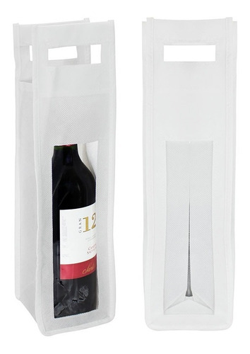 12 Bolsas De Tnt Para Botella De Vino 8x37x8cm