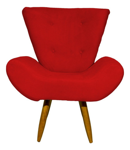 Poltrona Decorativa Pé Palito Napoli Suede Rosê Cor Vermelho