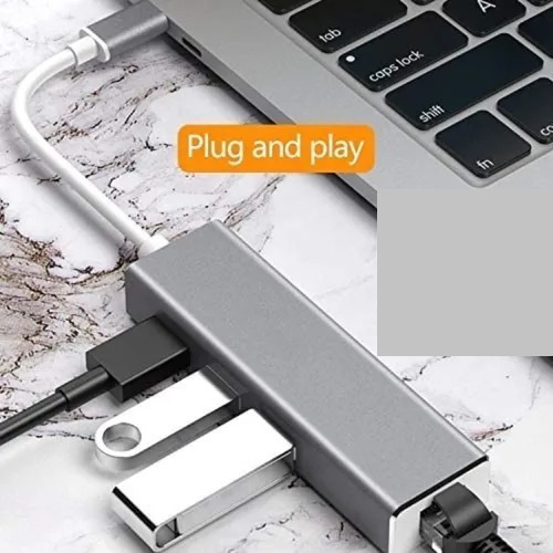 Imagen 2 de 2 de Hub Usb C 3.0 Kolke Kch-427 + Puerto Red Ethernet Rj45