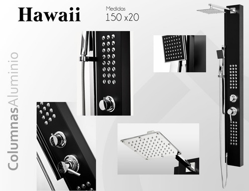 Imagen 3 de 9 de Columna Ducha Escocesa 4 Funcion Gorena Hawai Aluminio Negro