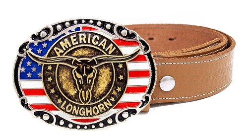 Cinto American Country Longhorn Cowboy Original + Fivela