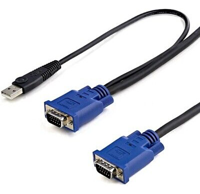 Startech 15ft 2-in-1 Ultra Thin Usb Kvm Cable - Black Vvc