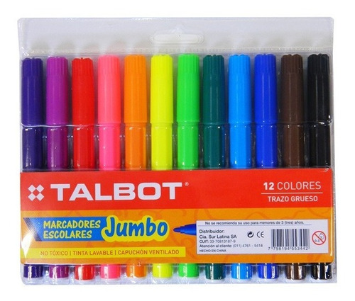 Marcador Jumbo De Colores X 12 - Talbot Cod3442