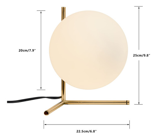 Lámpara De Mesa Bokt Mid Century Modern Brass Gold Con Vidri