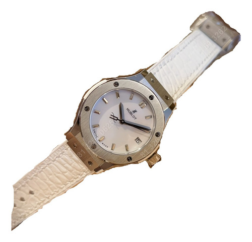 Hublot33 Mm Reloj De Pulsera De Mujer Blanco Piel De Vaca