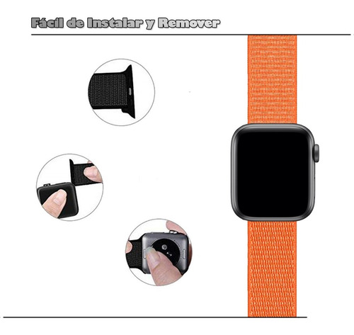 Imagen 3 de 7 de Correa Nylon Marca Cb Compatible Apple Watch 38 40 42 44 Mm