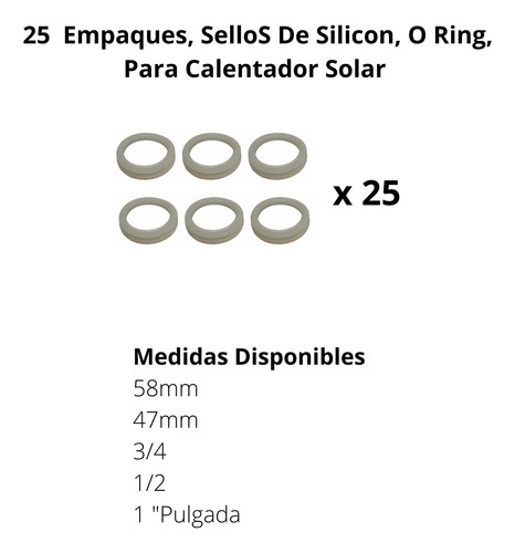 Kit Empaques, Sellos De Silicon, O Ring, Calentador Solar
