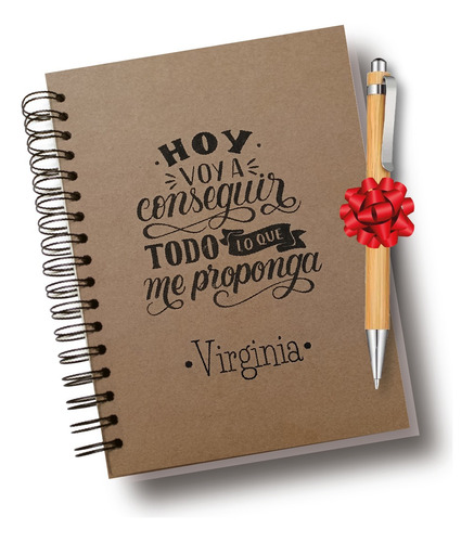 Cuaderno Kraft Personalizado Con Laser Tapa Dura + Regalo