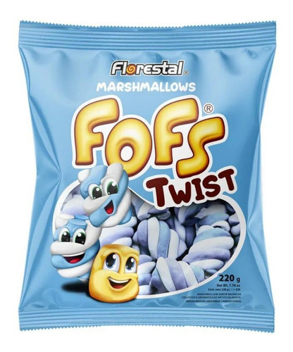 Marshmallow Azul Sabor Baunilha Fofs Twist Florestal 220g